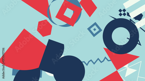 Geometric Abstract Pattern in Blue Red and Navy vector background