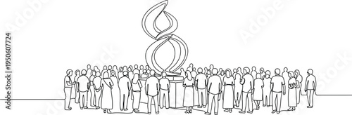Crowd forming recycling symbol