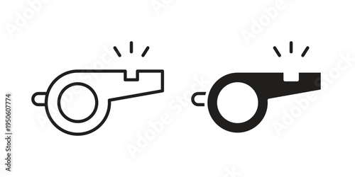 Whistle icon concept. Glyph and line vector illustrations on white background
