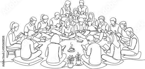 people sitting in circle meditating