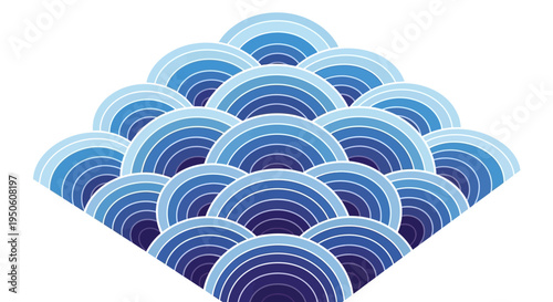 Japanese Wave Pattern, Blue Ocean Waves, Traditional Japanese Art, Seamless Pattern