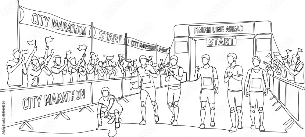 Naklejka premium black and white illustration of people at a protest