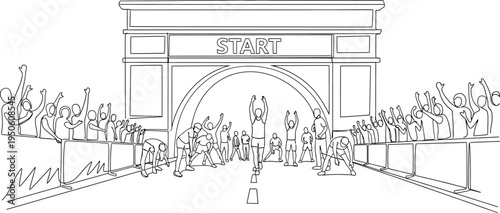 Marathon runners at starting line