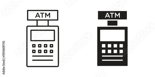 ATM machine icon illustration for web design. filled flat icons