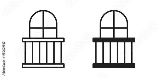 Balcony icon illustration for web design. filled flat icons