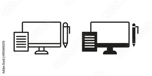 Blended learning icon illustration for web design. filled flat icons