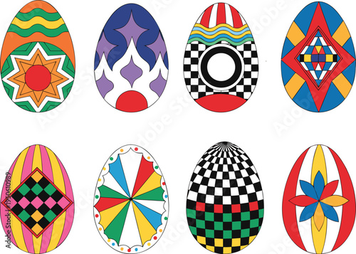 Set of colorful cartoon easter egg illustration for easter day
Cute Easter bunny and colorful egg stickers set. Cartoon vector icons with playful rabbits,