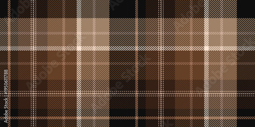 Plaid fabric in shades of brown with a classic Scottish abstract pattern
