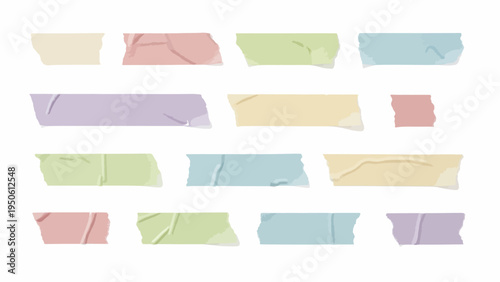 A colorful collection of pastel-colored masking tape strips with a matte finish, perfect for crafting and decorating projects