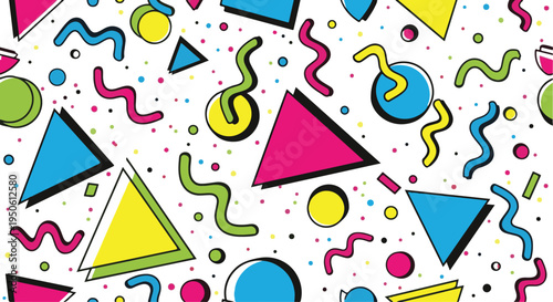 Memphis style retro geometric pattern background