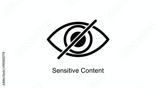 Iconic representation of hidden or restricted information, symbolizing privacy, content moderation, or a warning for sensitive material, designed for digital platforms