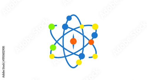 atom structure, colorful molecule model