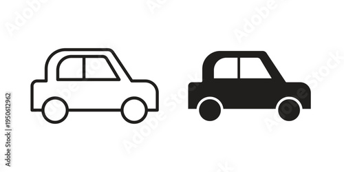 Compact car icon illustration for web design. filled flat icons