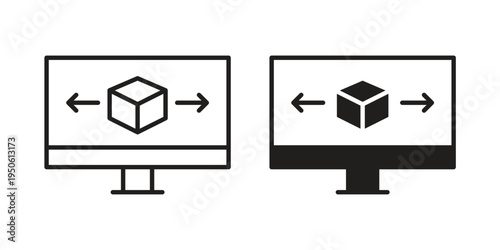 Computer simulation icon illustration for web design. filled flat icons