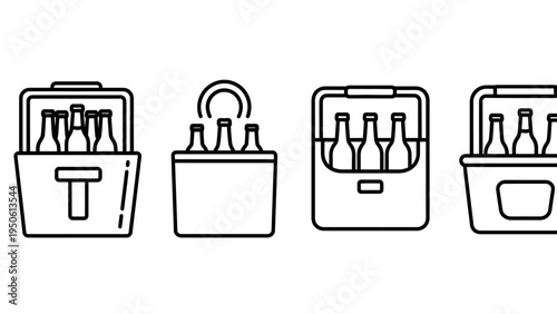 Iconic beverage coolers filled with bottled drinks, symbolizing refreshment and outdoor enjoyment