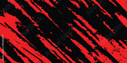 Straight line vector brush strokes. Black hand drawn stripes, smears, whit red background. Chinese or Japanese calligraphy brushstrokes set. 