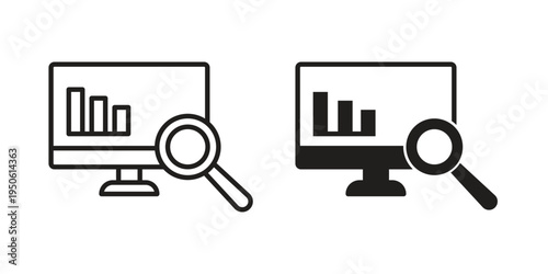 Data Analysing icon illustration for web design. filled flat icons