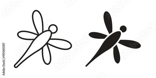 Dragon fly icon illustration for web design. filled flat icons