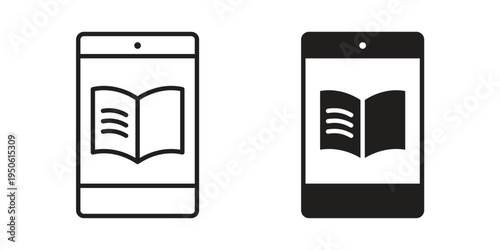 Ebook icon illustration for web design. filled flat icons