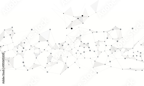 Geometric Plexus Border with Connected Points on White Background