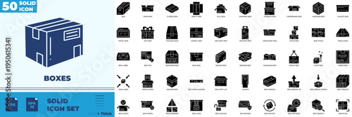 Boxes Solid Editable Icons set