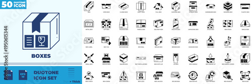 Boxes Duotone Editable Icons set
