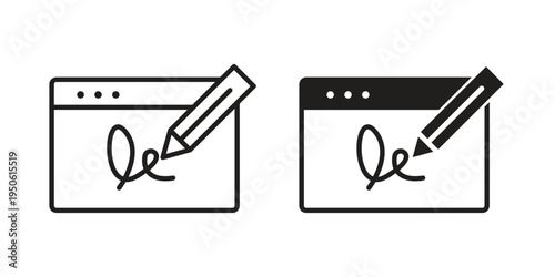 Electronic signature icon illustration for web design. filled flat icons