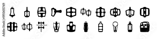 Camping Lantern and Portable Light Silhouette Icons - Black silhouette icon set of lanterns, camping lamps, flashlights, and portable lights used for outdoor adventure, hiking, and emergency lighting.