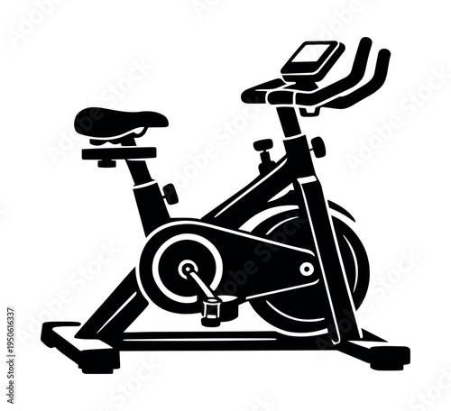 Stationary bike vector icon representing fitness, gym equipment, and healthy lifestyle through cardio and spinning workouts