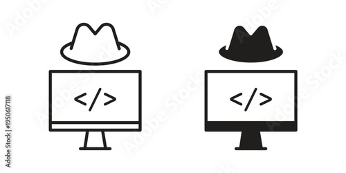 Hacker icon illustration for web design. filled flat icons