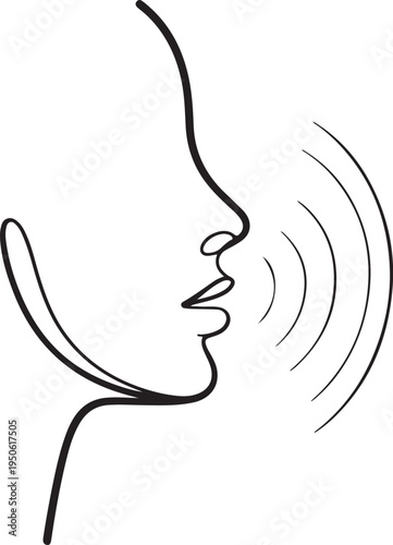 Silhouette of a person speaking with sound waves emanating from their mouth