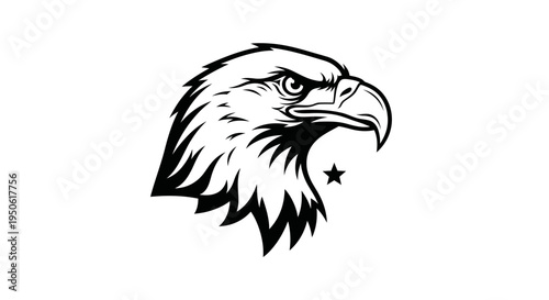 black and white eagle head with star
