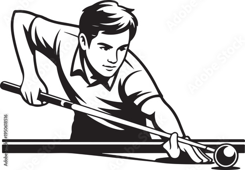 A focused player executing a precise pool shot on a billiards table