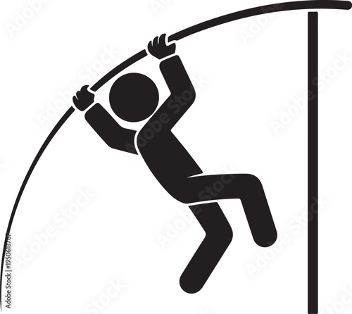 Athlete performing a pole vault technique in mid-jump