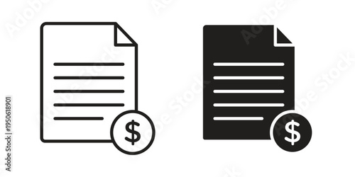Invoice icon illustration for web design. filled flat icons
