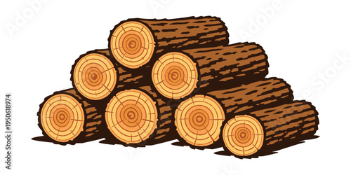 Stacked logs with natural wood grain and distinct tree rings, illustrating timber, fuel, and natural resources