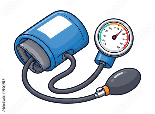 Sphygmomanometer measuring blood pressure for diagnostic purposes. Concept of health, medicine, and disease prevention