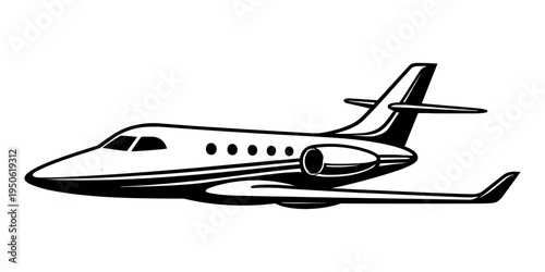 Private jet icon illustrating corporate travel, luxury, and premium executive transportation in a clear black and white style