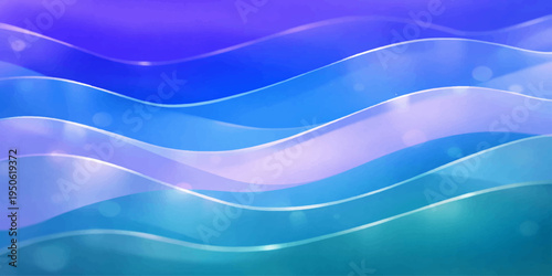 A smooth digital art illustration featuring a futuristic blue wave pattern with flowing light curves and a wavy motion texture on an abstract backdrop