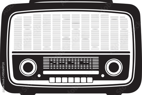 Vintage radio with retro design and classic tuning knobs