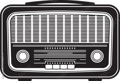 Vintage radio with classic speaker grille and tuning dials