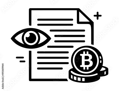 Monitoring a document on financial assets and cryptocurrency, overseeing digital money and data
