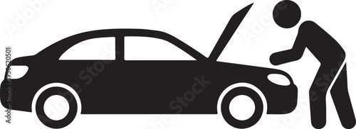 Person inspecting the hood of a car for potential maintenance or repair issues.