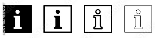 Information icons set in square frames. Help and user support symbols for interface design. Vector illustration.