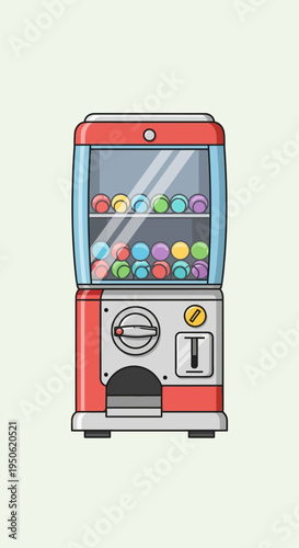 Retro Gumball Machine Filled with Colorful Spheres, Vintage Toy Dispenser