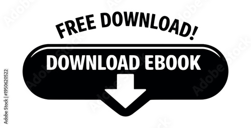 Free download ebook button vector icon, showing an arrow and text for digital content and internet marketing