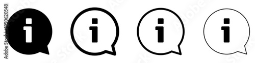 Information icons set in speech bubbles. Help, support, and online consultation symbols for interface design. Vector illustration.