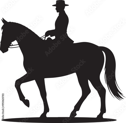 Silhouette of a rider on a galloping horse
