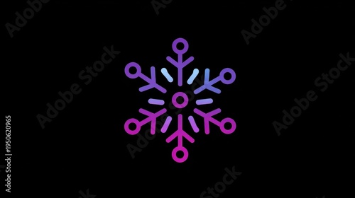 Stylized snowflake icon with gradient colors on black background