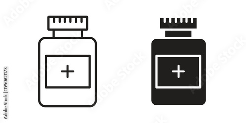 Medicine bottle icon illustration for web design. filled flat icons